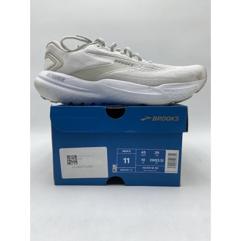 Brooks GLYCERIN 21 Men's USED Running Shoes White/Grey US Size 11 D
